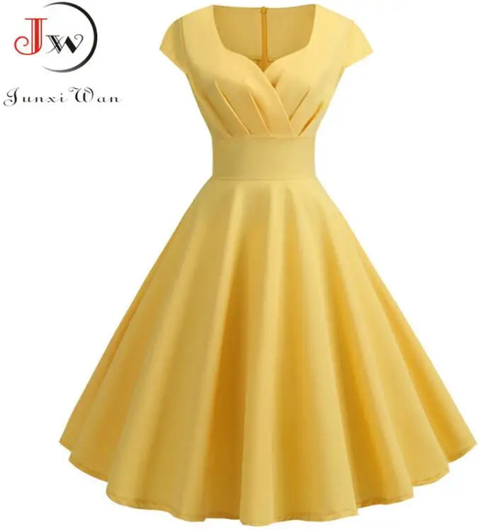 Solid Color Party Office Robe Rockabilly Dresses