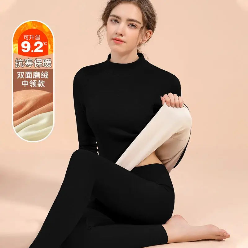 Thermal Underwear Sets Mid-high Collar Thick Velvet