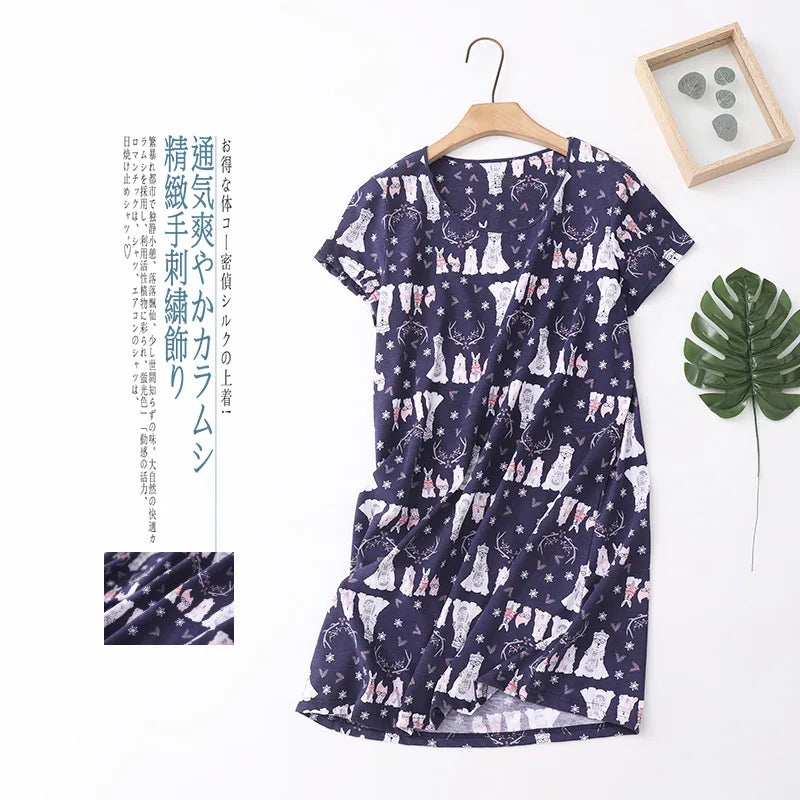 Plus Size lWomen's Nightgown short sleeve sleepwear