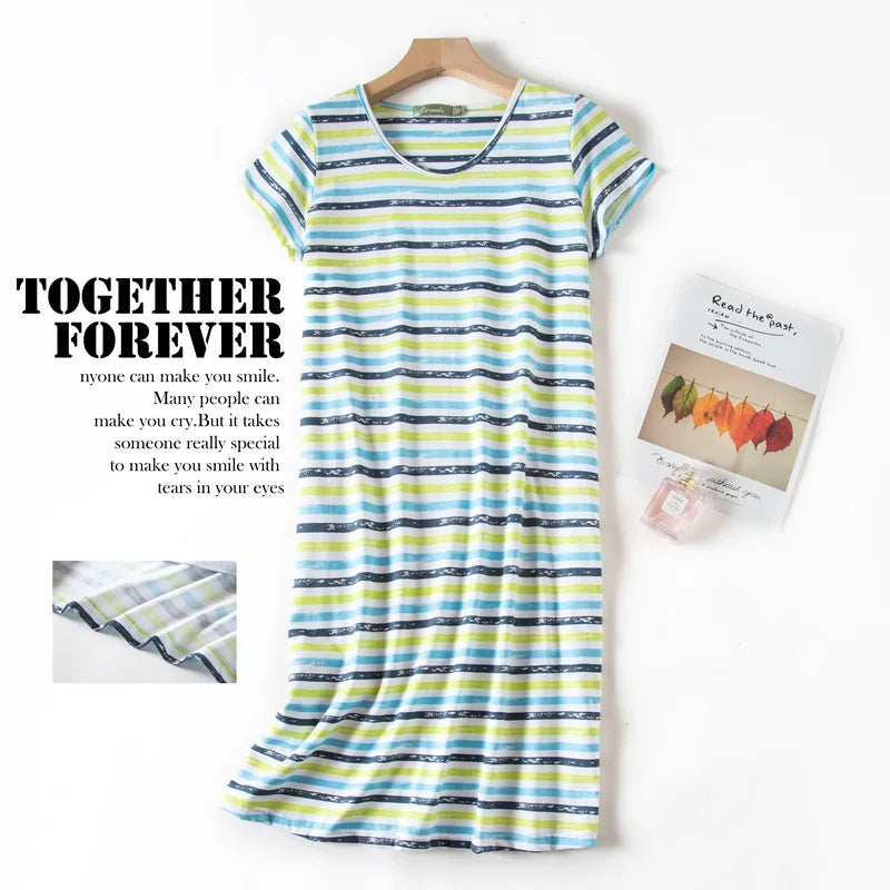 Fashion nightdress short sleeve knit cotton