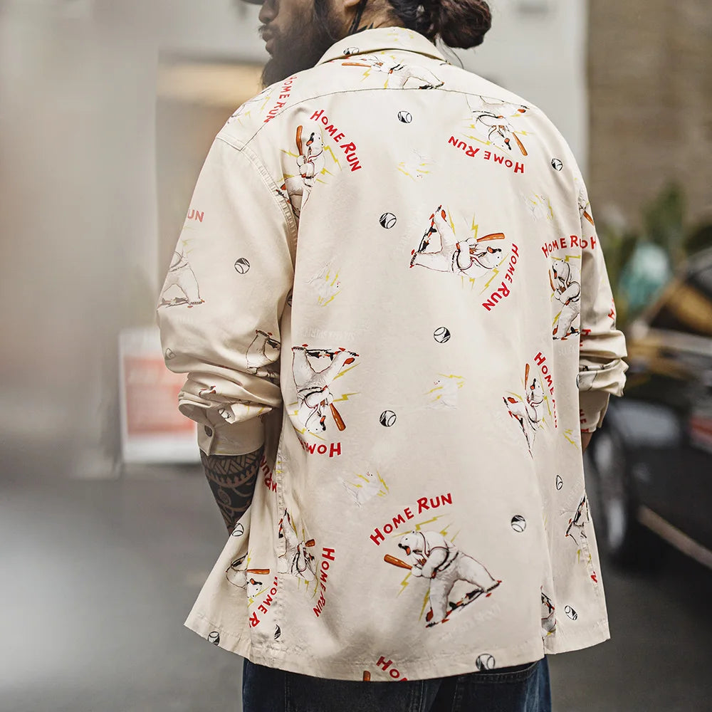 Casual Cuban Collar Polar Bear Shirt