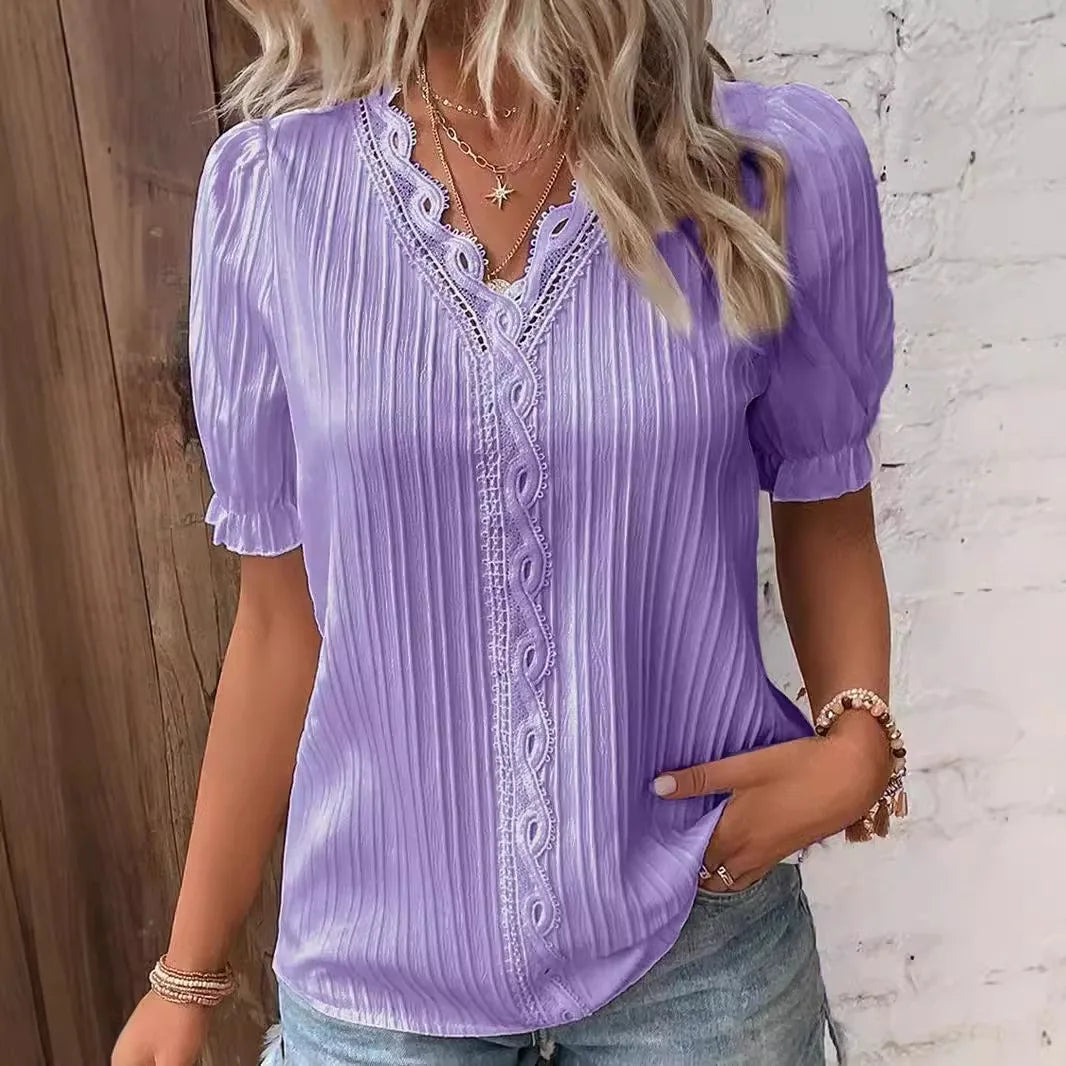 Patchwork Tops Women Clothing Elegant Casual