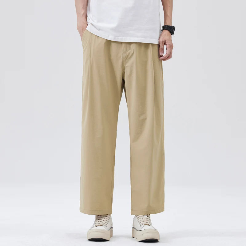 Lightweight Elastic Waist Wide Leg Baggy Pants