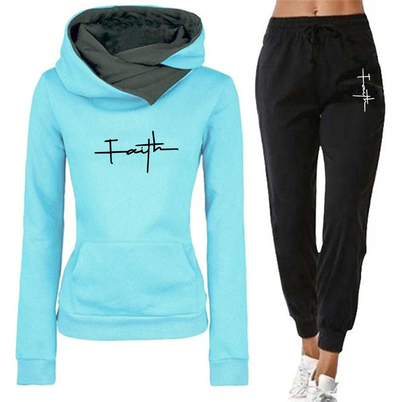 Womens Hooded Sweatshirts Sweatpants 2 Piece Sports Outfits