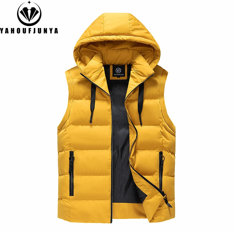 Outdoors Casual Solid Warm Hooded Fleece Vest