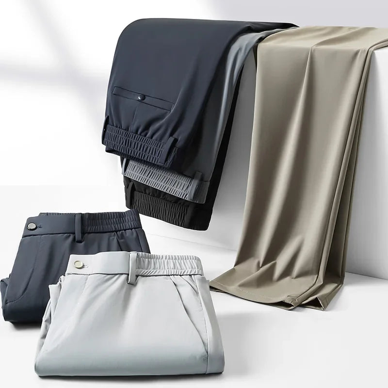 Stretch Straight Slim Fit\ Long Trousers