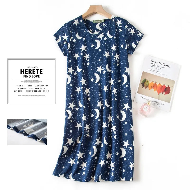 Fashion nightdress short sleeve knit cotton