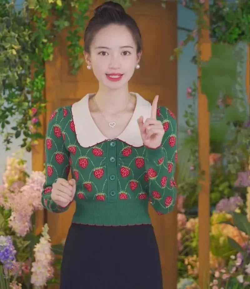 Jacquard Pullover Sweater Collar Long Sleeve