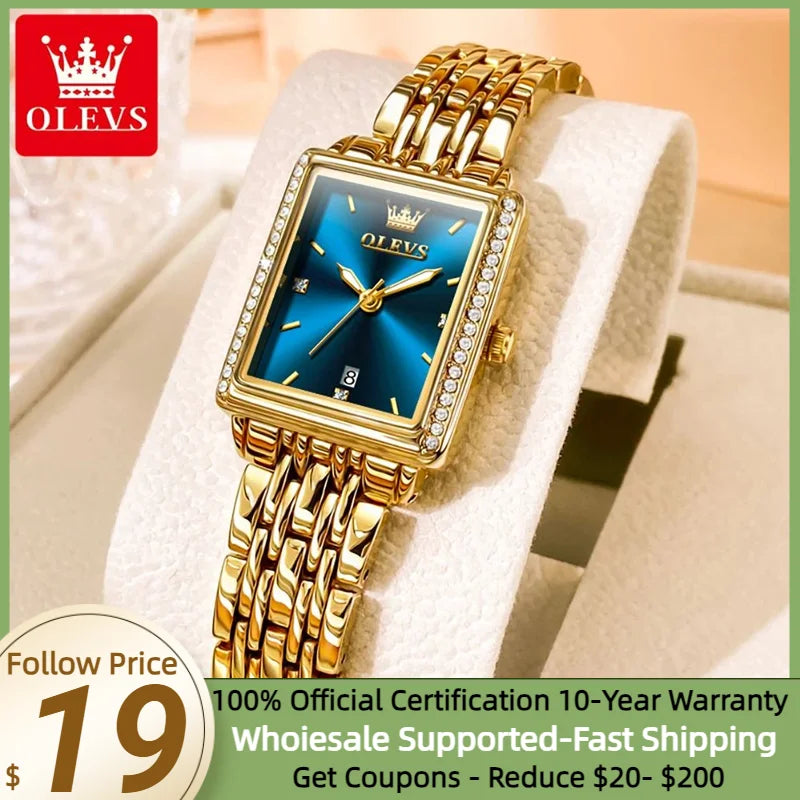 OLEVS Elegant Fashion Business Diamond Quartz Luxury