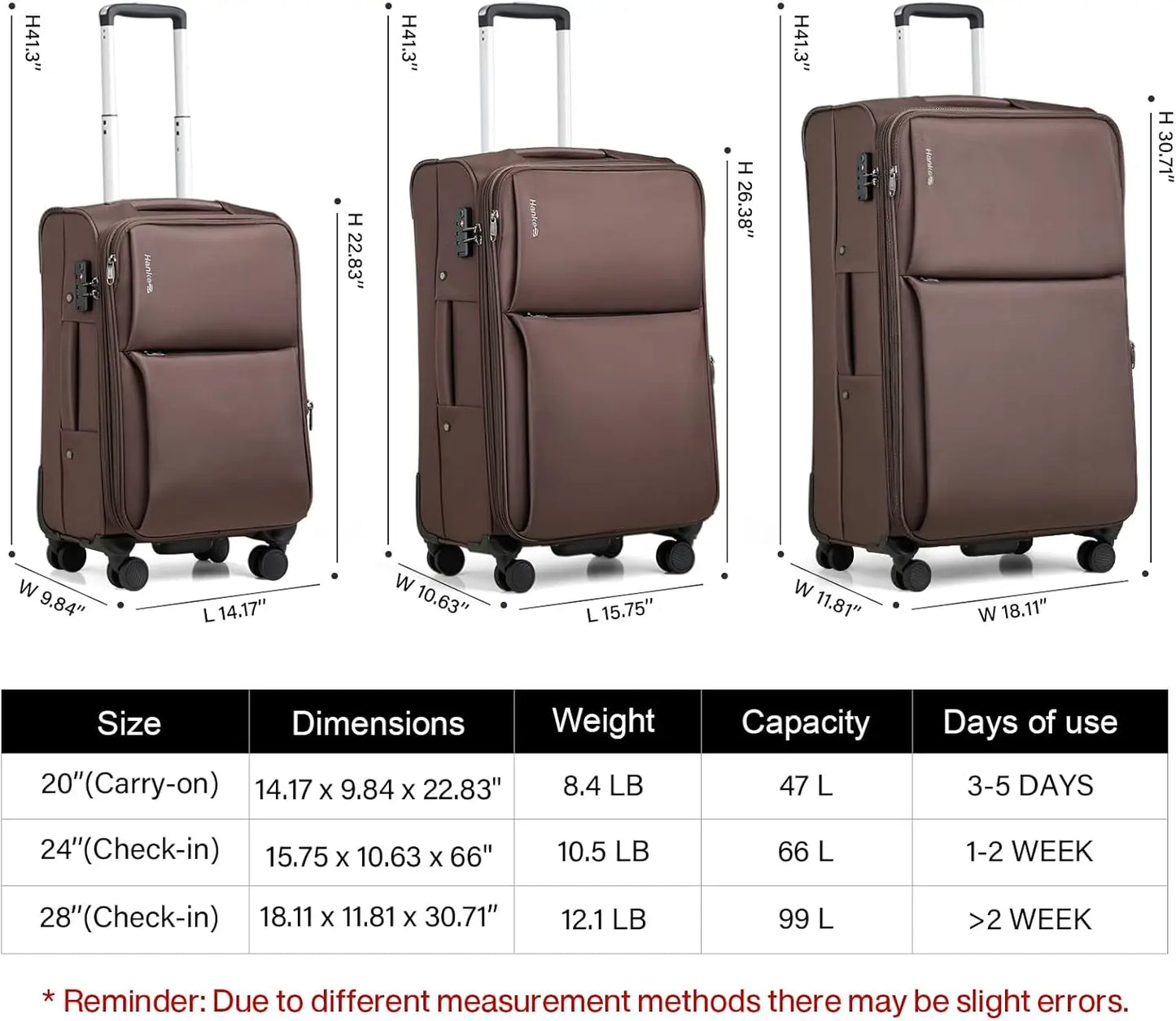 Hanke Luggage Sets 3 Piece Softside Expandable Carry On Luggage With Spinner Wheels Lightweight Suitcase Sets Tsa Large Luggage