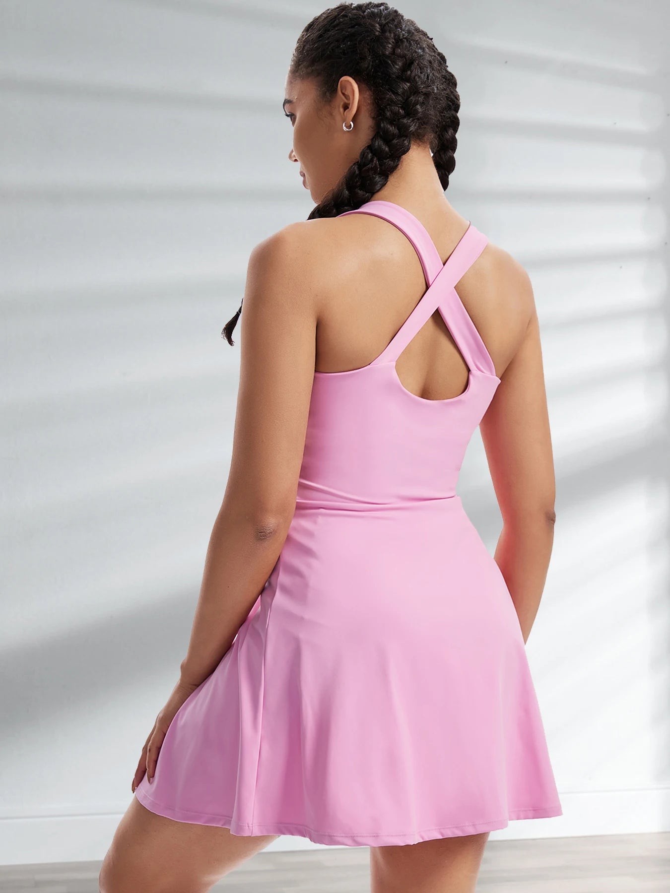 V Neck Pocket Underneath Workout Dress Built-in Shorts