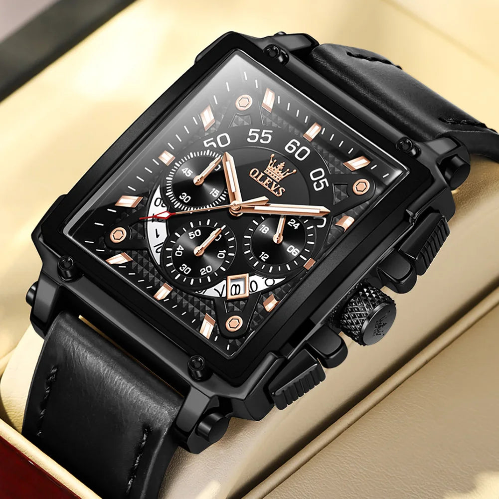 OLEVS Luxury Square Watch Quartz Wristwatch Fashion