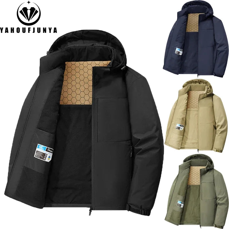 Fleece Warm Outdoor Windproof Detachable Hooded Jacket