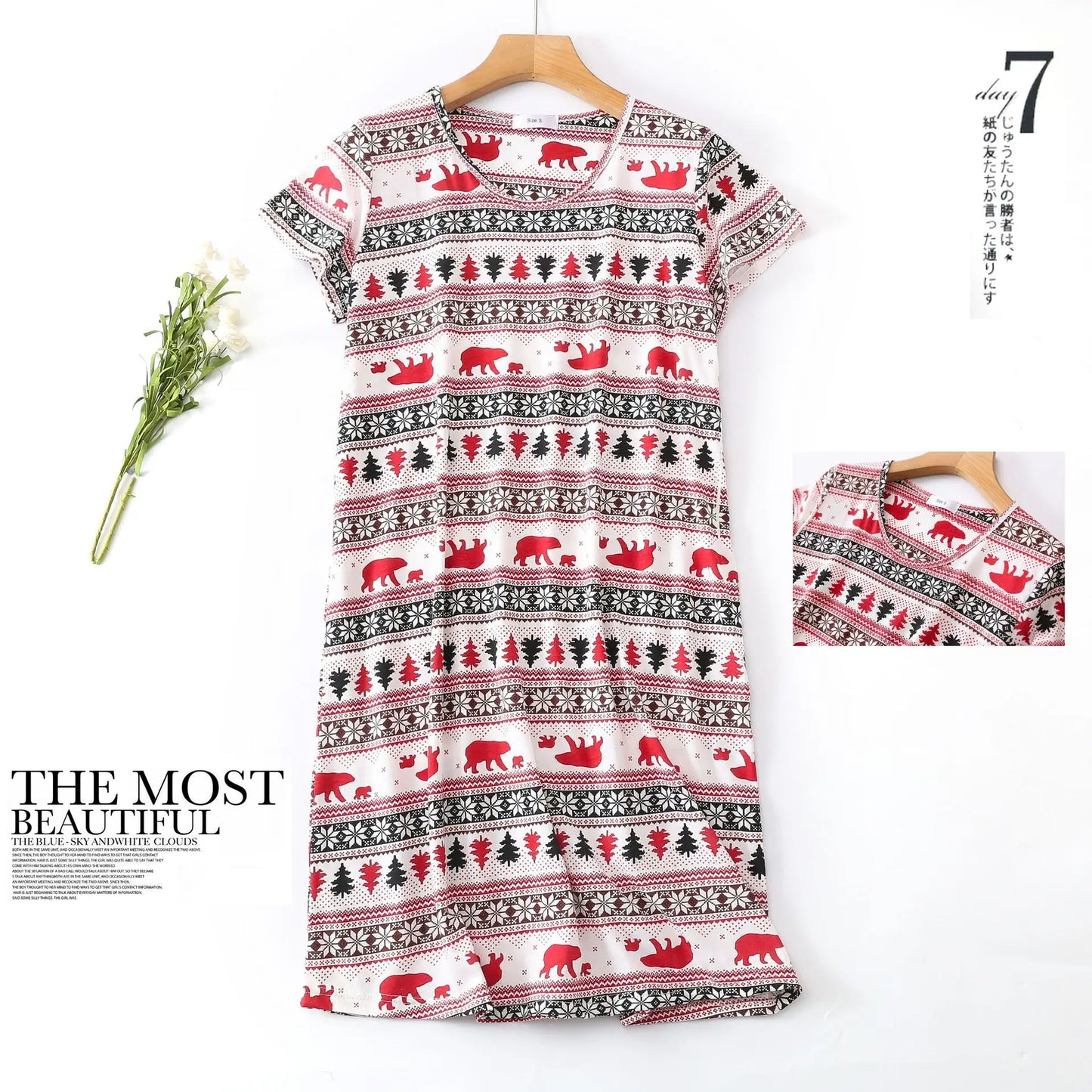 Fashion nightdress short sleeve knit cotton