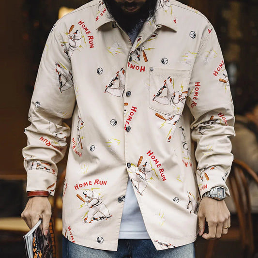Casual Cuban Collar Polar Bear Shirt
