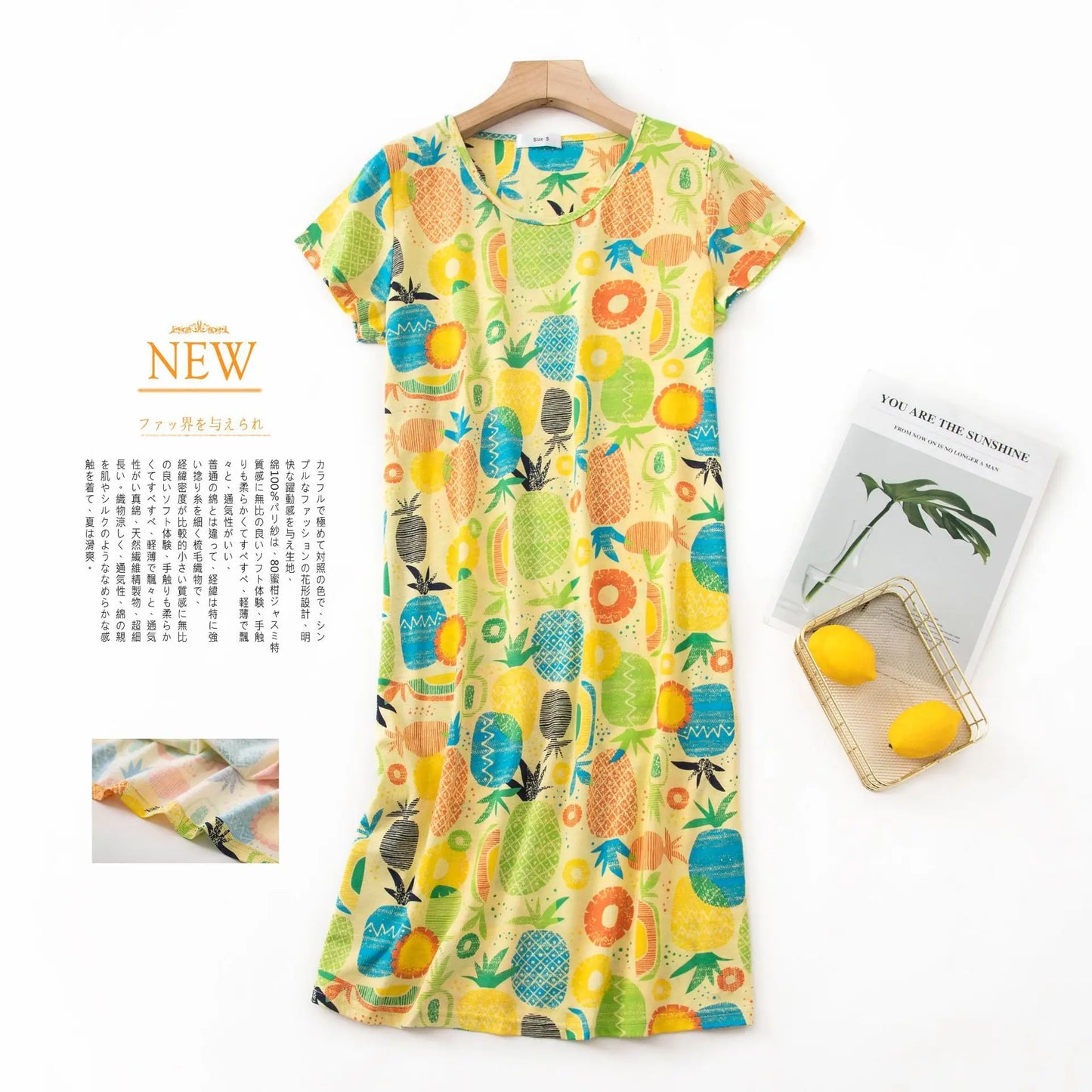Fashion nightdress short sleeve knit cotton