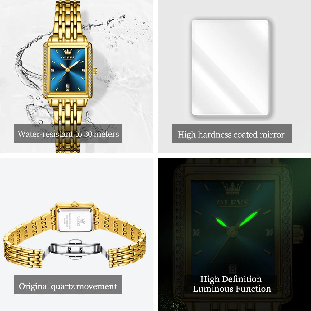 OLEVS Elegant Fashion Business Diamond Quartz Luxury