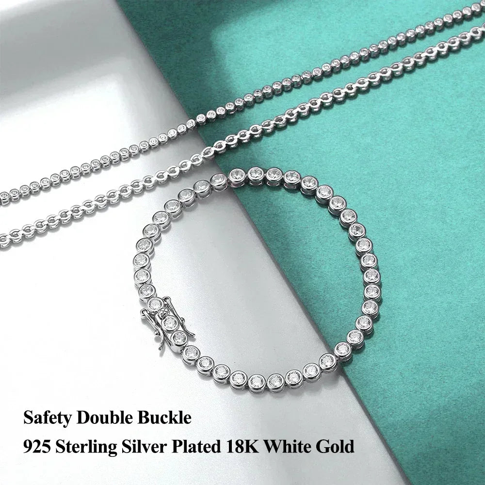 Moissanite Tennis Sterling Silver Round Bubble Diamond