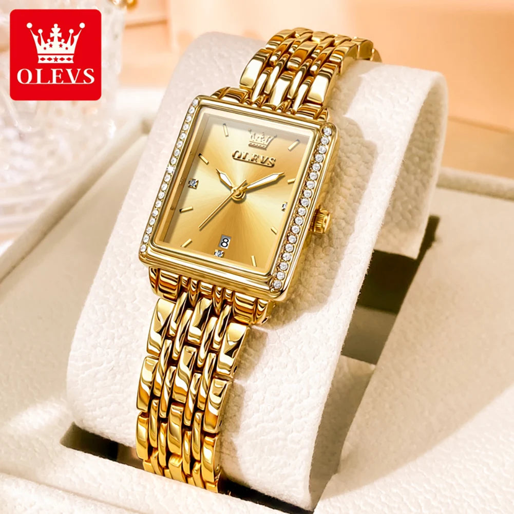 OLEVS Elegant Fashion Business Diamond Quartz Luxury