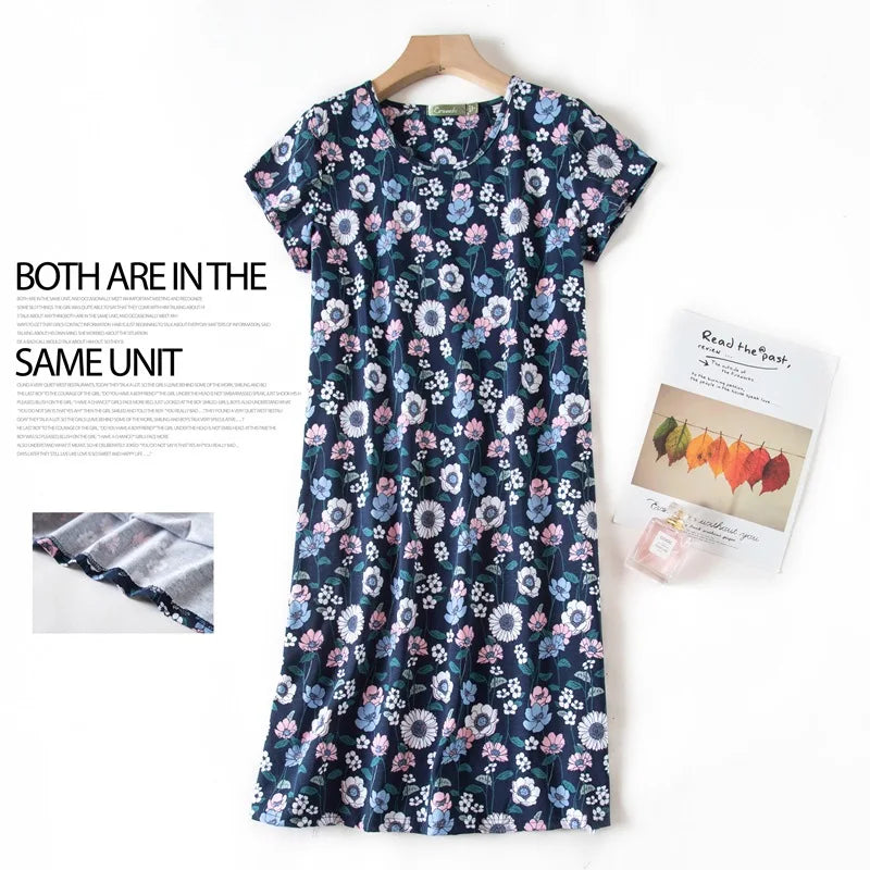 Fashion nightdress short sleeve knit cotton