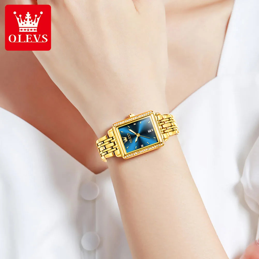 OLEVS Elegant Fashion Business Diamond Quartz Luxury