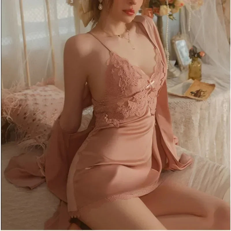 Chest Pads Suspender Pajama  Sexy Lace Sleepwear
