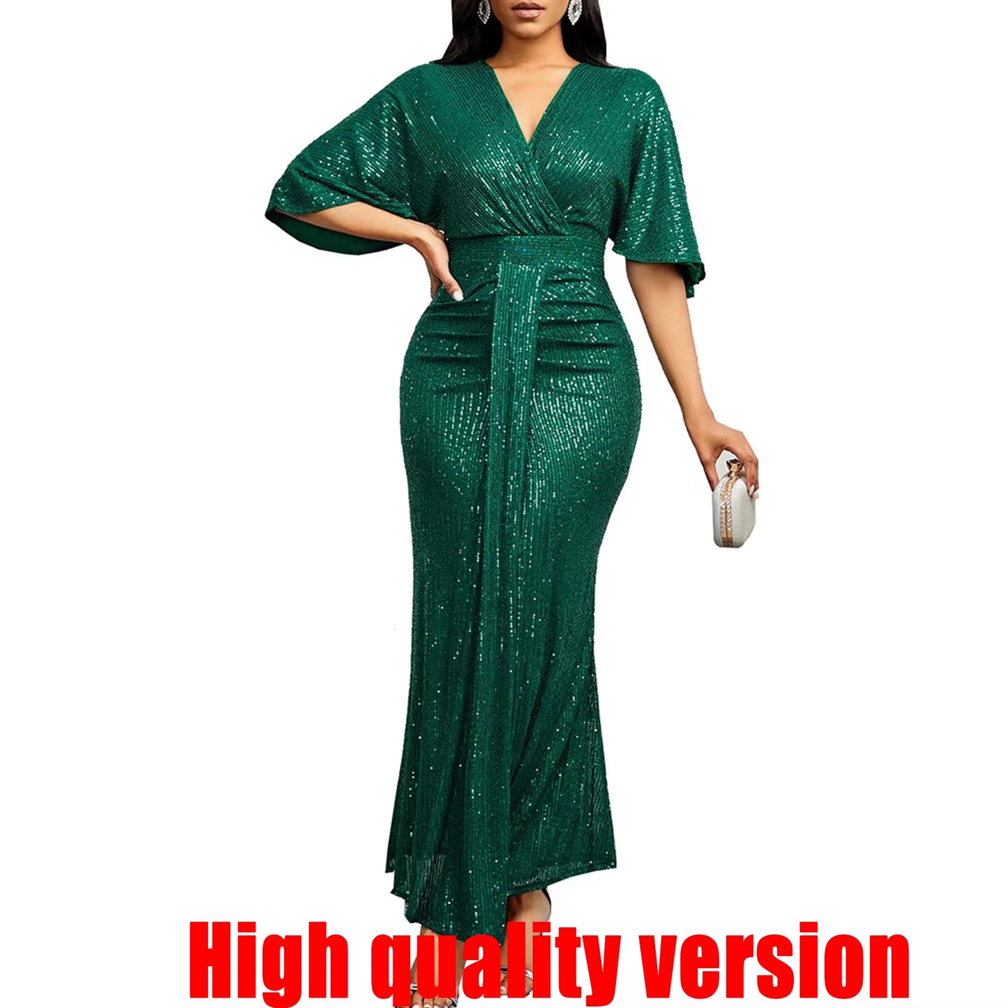 V-Neck Ruffles  Slim Fit Fashion Banquet Party