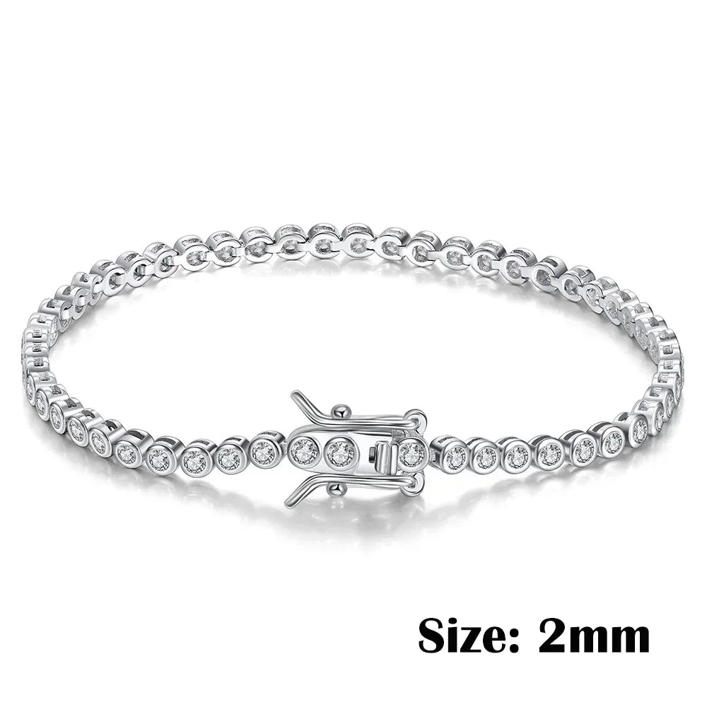 Moissanite Tennis Sterling Silver Round Bubble Diamond