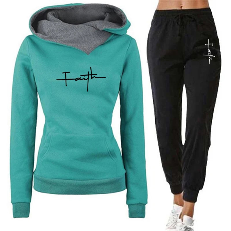 Womens Hooded Sweatshirts  Sweatpants 2 Piece Sports Outfits