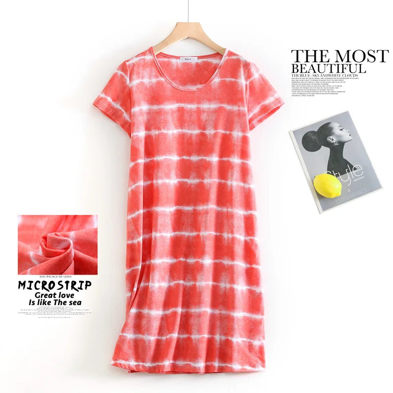 Fashion nightdress short sleeve knit cotton