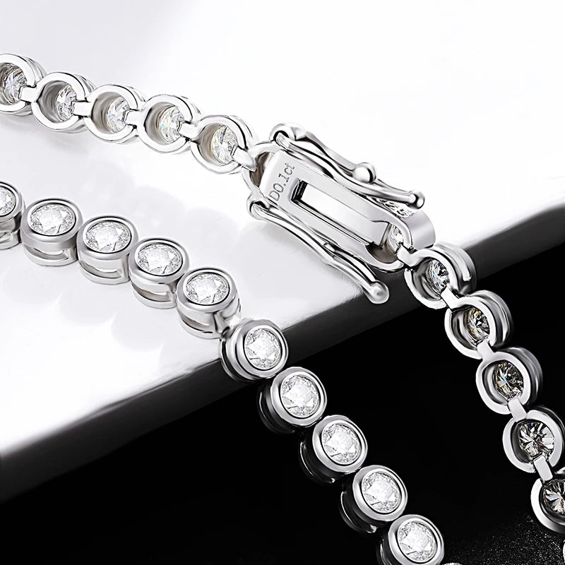 Moissanite Tennis Sterling Silver Round Bubble Diamond