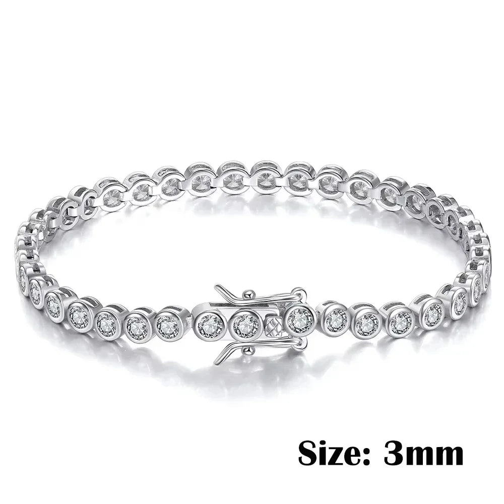 Moissanite Tennis Sterling Silver Round Bubble Diamond