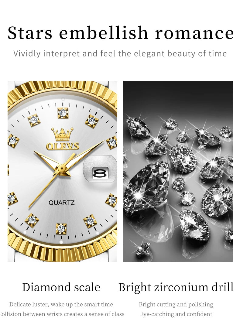 Diamond Waterproof Luminous Quartz Stainless Steel Watch