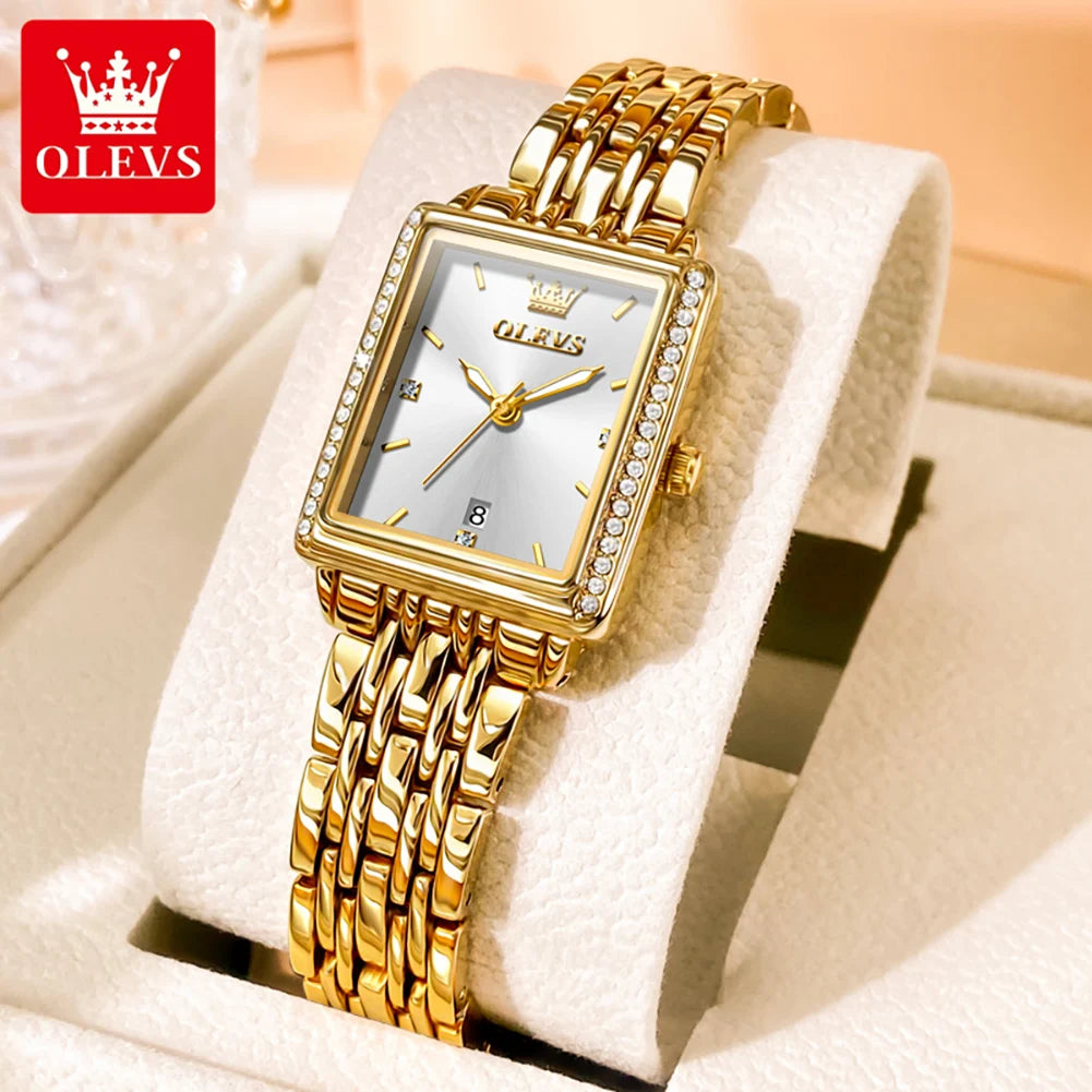 OLEVS Elegant Fashion Business Diamond Quartz Luxury