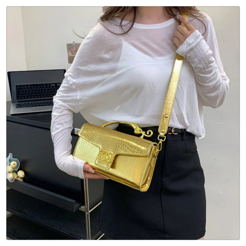 Design Leather  Metal Buckle Fashion Shoulder Bag